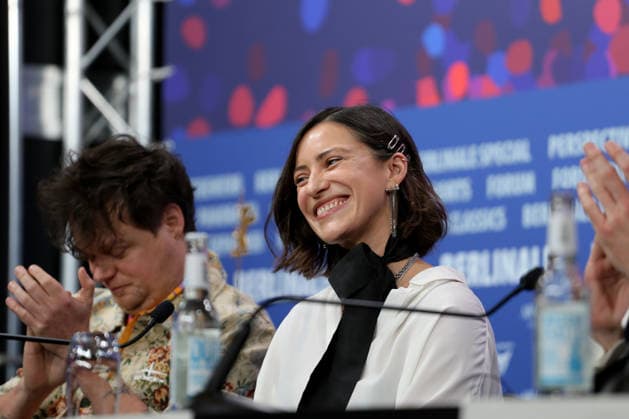 February 15, 2026, Berlin, Germany: Musical composer Andrea Balency-Bearn (C) attends a press conference for the film Dust during the 76th Berlin International Film Festival (Berlinale), which is Europe s first major film festival of the year, in Berlin. The festival runs from February 12 to 22, 2026. Berlin Germany - ZUMAf146 20260215_zip_f146_025 Copyright: xRouzbehxFouladix