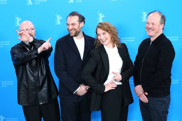 February 15, 2026, Berlin, Germany: (From L) Belgian screenwriter Angelo Tijssens, French actor Arieh Worthalter, Belgian director Anke Blonde and Belgian actor Jan Hammenecker pose for a photo call for the film Dust during the 76th Berlin International Film Festival (Berlinale), which is Europe s first major film festival of the year, in Berlin. The festival runs from February 12 to 22, 2026. Berlin Germany  - ZUMAf146 20260215_zip_f146_058 Copyright: xRouzbehxFouladix