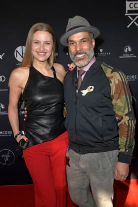 Patrick Dewayne mit Begleitung beim Charity-Event Cancel Cancer im Rahmen der Berlinale 2026 in der Fabrik 23. Berlin, 15.02.2026
