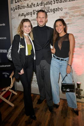 Gast, Johannes Hendrik Langer und Amy Mußul beim Charity-Event Cancel Cancer im Rahmen der Berlinale 2026 in der Fabrik 23. Berlin, 15.02.2026