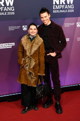 Romina Küper und Helge Mark Lodder beim 23. NRW Empfang des Landes NRW und der Film- und Medienstiftung NRW im Rahmen der Berlinale 2026 in der Vertretung des Landes Nordrhein-Westfalen. Berlin, 15.02.2026