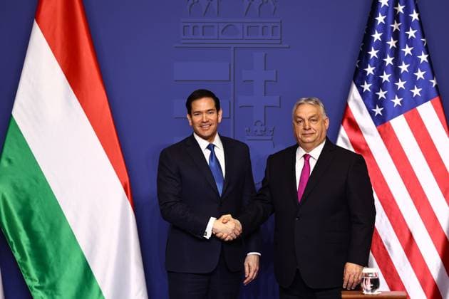 US Secretary of State Marco Rubio in Budapest BUDAPEST, HUNGARY - FEBRUARY 16: Hungarian Prime Minister Viktor Orban (R) and US Secretary of State Marco Rubio (L) hold a joint press conference after their meeting in Budapest, Hungary, on February 16, 2026. Arpad Kurucz Anadolu Budapest Hungary. Editorial use only. Please get in touch for any other usage.  Copyright: x2026xAnadoluxArpadxKuruczx