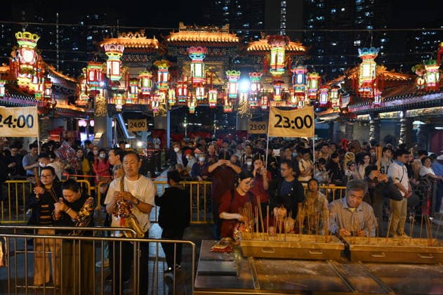 RECORD DATE NOT STATED Hong Kong Lunar New Year Wong Tai Sin Temple Incense Worshippers incensing stick of the year at Wong Tai Sin Temple on February 16, 2026 in Hong Kong. (Photo by Kobe Li Nexpher Images) Hong Kong