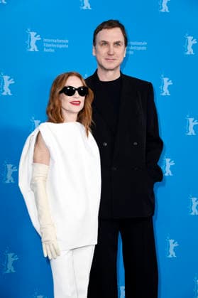 Isabelle Huppert und Lars Eidinger beim Photocall zum Kinofilm Die Blutgräfin The Blood Countess auf der Berlinale 2026 76. Internationale Filmfestspiele Berlin im Hotel Grand Hyatt. Berlin, 16.02.2026