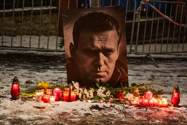 Gathering in memory of Russian opposition leader Alexei Navalny on second anniversary of his murder was held on the Boris Nemtsov Square, opposite the Russian Embassy, in Prague, Czech Republic, on February 16, 2026. The event was organized by the initiative Russians in the Czech Republic for Democracy. (CTKxPhoto DorotaxHolubova) CTKPhotoP2026021607862  CTKPhotoP2026021607862