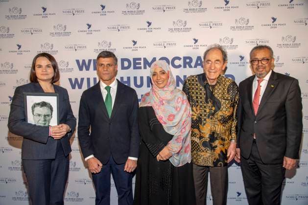 Svetlana Tikhanovskaya, Leopoldo Lopez, Tawakel Karman, Albie Sachs und Tedros Adhanom Ghebreyesus zu Gast bei der Cinema For Peace Gala 2026 im Hotel Adlon Kempinski am 16.02.2026 in Berlin Berlin Deutschland
