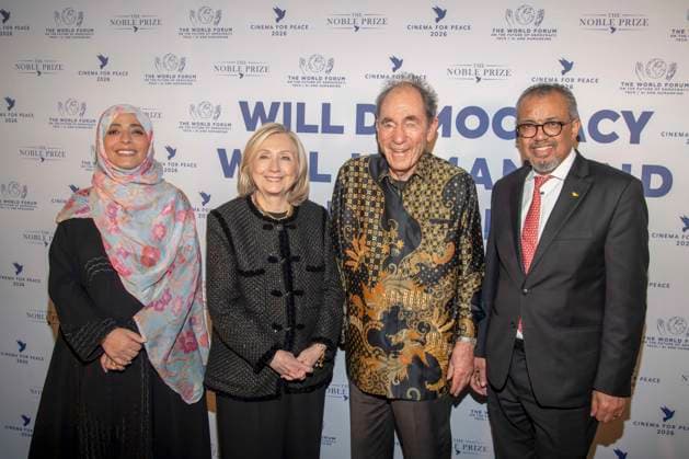 Tawakel Karman, Hillary Clinton Albie Sachs und Tedros Adhanom Ghebreyesus zu Gast bei der Cinema For Peace Gala 2026 im Hotel Adlon Kempinski am 16.02.2026 in Berlin Berlin Deutschland