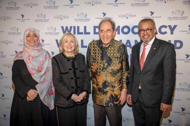 Tawakel Karman, Hillary Clinton Albie Sachs und Tedros Adhanom Ghebreyesus zu Gast bei der Cinema For Peace Gala 2026 im Hotel Adlon Kempinski am 16.02.2026 in Berlin Berlin Deutschland