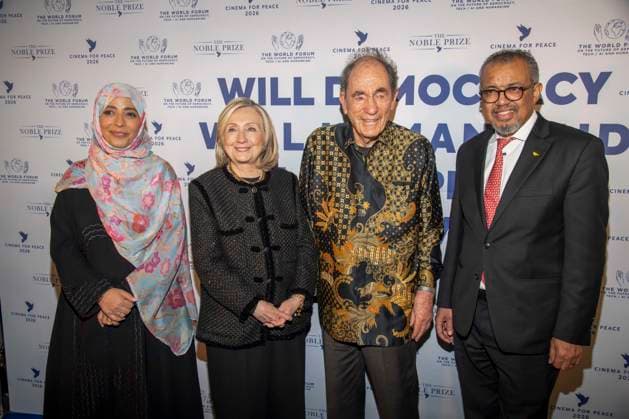 Tawakel Karman, Hillary Clinton Albie Sachs und Tedros Adhanom Ghebreyesus zu Gast bei der Cinema For Peace Gala 2026 im Hotel Adlon Kempinski am 16.02.2026 in Berlin Berlin Deutschland