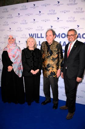 Tawakkol Karman, Hillary Clinton, Albie Sachs und Tedros Adhanom Ghebreyesus bei der Cinema For Peace Gala 2026 im Hotel Adlon Kempinski. Berlin, 16.02.2026