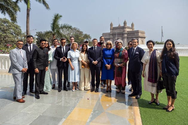 RECORD DATE NOT STATED French President Emmanuel Macron on his 3-day India visit Mumbai, Feb 17 (ANI): French President Emmanuel Macron and First Lady Brigitte Macron, along with Bollywood actors Anil Kapoor and Manoj Bajpayee, film producer Zoya Akhtar, and others during his three-day India visit, in Mumbai on Tuesday. (@EmmanuelMacron ANI Photo) Mumbai Maharashtra India Copyright: xANIx ANI_20260217198
