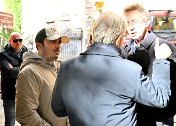 Foto IPP Felice De Martino Napoli 17 02 2026 Incendio del Teatro Sannazaro nella foto a sinistra l attore Francesco Di Leva a destra Gaetano Manfredi sindaco di Napoli Italy Photo Press - World Copyright