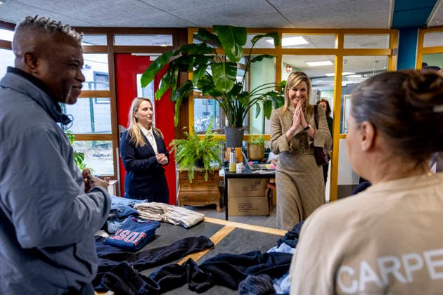 17-02-2026 Amsterdam Queen Maxima visited Opvanglocatie T6, a homeless shelter, to support homeless EU citizens and the collaboration between the relevant healthcare and support partners in Amsterdam. Â  Copyright: xPPEx