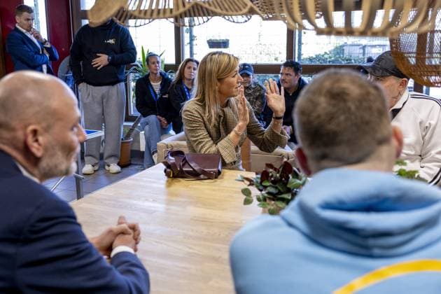 Amsterdam, The Netherlands, 2026-02-17 13:46:07 AMSTERDAM, February 17, 2026, homeless shelter. Queen Maxima visits a homeless shelter in Amsterdam. The visit focuses on support for homeless EU citizens and collaboration between healthcare and supply chain partners. PHOTO: NLBeeld POOL Nieboer Credit: NL Beeld Patrick van Emst  Copyright: xx x