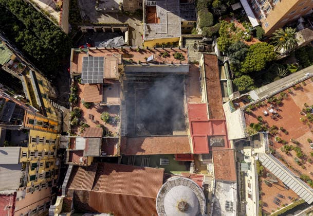 Naples, a fire completely destroys the Sannazaro Theater, San nazaro, in Naples, the firefighters intervene on the scene, together with the police and the Carabinieri forces, who keep away the onlookers, the actress and mangager of the theater Lara Sansone and other theater employees in tears.  Copyright: xSalvatorexLaporta KONTROLABx xipa-agency.netx xKontrolabx IPA_Agency_IPA71643057