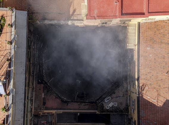 Naples, a fire completely destroys the Sannazaro Theater, San nazaro, in Naples, the firefighters intervene on the scene, together with the police and the Carabinieri forces, who keep away the onlookers, the actress and mangager of the theater Lara Sansone and other theater employees in tears.  Copyright: xSalvatorexLaporta KONTROLABx xipa-agency.netx xKontrolabx IPA_Agency_IPA71643077