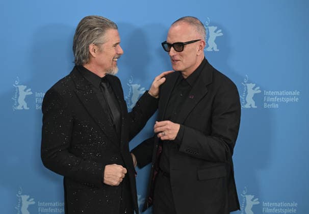 76th Berlin International Film Festival BERLIN, GERMANY - FEBRUARY 17: The director Padraic McKinley and actor Ethan Hawke of the film The Weight , pose for photographers during the 76th Berlin International Film Festival (Berlinale) in Berlin, Germany, on February 17, 2026. Halil Sagirkaya Anadolu Berlin Germany. Editorial use only. Please get in touch for any other usage.  Copyright: x2026xAnadoluxHalilxSagirkayax