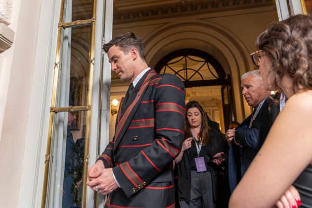 February 17, 2026, Madrid, Madrid, Spain: LUKE THOMPSON entering the room attend Bridgerton Season 4 Masquerade Ball Photocall at Casino de Madrid on February 17, 2026 in Madrid, Spain. Madrid Spain  - ZUMAc312 20260217_zsp_c312_109 Copyright: xOscarxManuelxSanchezx