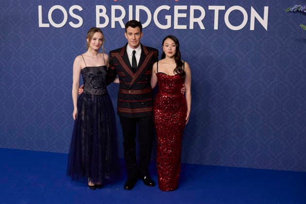 February 17, 2026, Madrid, Madrid, Spain: HANNAH DODD, LUKE THOMPSON AND YERIN HA attend Bridgerton Season 4 Masquerade Ball Photocall Madrid Spain  - ZUMAc260 20260217_zep_c260_046 Copyright: xMikexChicorrox