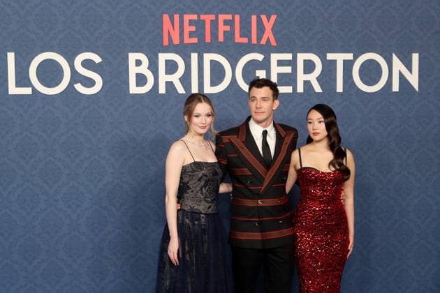 February 17, 2026, Madrid, Madrid, Spain: (L-R) British actress CLAUDIA JESSIE, British actor LUKE THOMPSON, and South Korean-Australian actress YERIN HA pose together during the official photocall for the Bridgerton Masquerade Ball at the historic Casino de Madrid on Tuesday, February 17, 2026. This prestigious event, held on Calle de Alcalo¡, celebrates the global launch of Season 4, Part 2 of the hit Netflix and Shondaland series. LUKE THOMPSON, starring as the artistic Benedict Bridgerton, leads the current season s romantic narrative alongside YERIN HA, who makes her series debut as the mysterious Sophie Baek, famously known as the Lady in Silver. They are joined by CLAUDIA JESSIE, who portrays the intellectually rebellious E - ZUMAo127 20260217_zep_o127_038 Copyright: xHugoxOrtunox