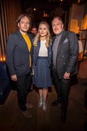 York-Fabian Raabe, Vanessa Eichholz und Martin Stange zu Gast in der Traumfabrik Babelsberg und Kreisfilm Party in der Fotografiska Berlin bei der Berlinale 76. Internationale Filmfestspiele am 17.02.2026 in Berlin Berlin Deutschland