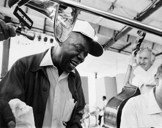 RECORD DATE NOT STATED Louis Armstrong and Jack Lesberg in rehearsal for Newport R.I. Jazz Festival July 1970 ** I.V. EDITORIAL USE ONLY  Copyright: x