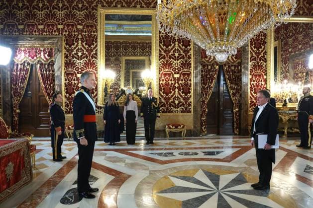 Felipe VI of Spain walking during a presentation of letters of credence in Madrid, Spain, on Wednesday, 18 February 2026. Cordon Press 