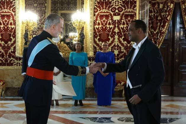 Felipe VI of Spain walking during a presentation of letters of credence in Madrid, Spain, on Wednesday, 18 February 2026. Cordon Press 