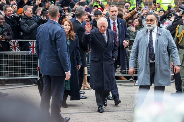 February 18, 2026, London, London, UK: London, UK. King Charles III and Queen Camilla outside Barking Learning Centre Community and Family Hub in east London during their visit to Barking and Dagenham, where they met a range of organisations providing support to the local community. The centre is a community-based learning facility that houses Barking Library and brings together a wide range of council services, partner organisations and local groups supporting the community. London UK  - ZUMAl94_ 20260218_zaf_l94_014 Copyright: xDinendraxHariax