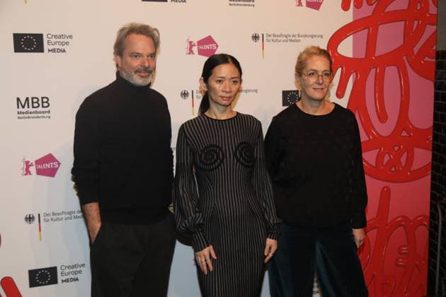 Tobias Pausinger, Chloe Zhao und Nikola Joetze bei Berlinale Talents Talk: Chloe Zhao Im Gespräch im Radialsystem - Kulturzentrum in der Holzmarktstraße. Berlin, 18.02.2026 Copyright: xMatthiasxGränzdörferx