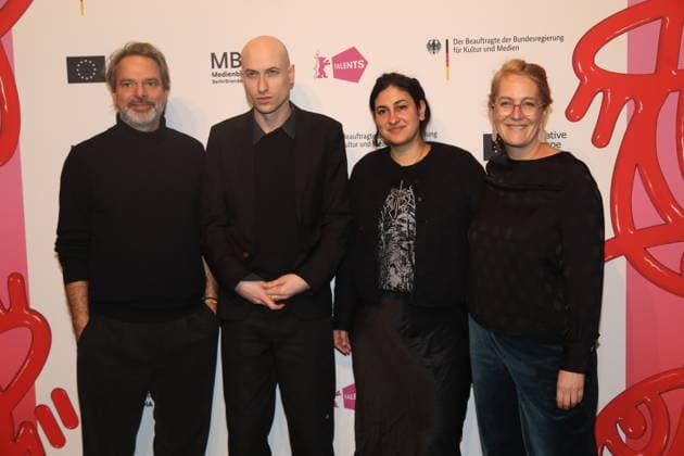 Tobias Pausinger, Daniel Blumberg, Aida Baghernejad und Nikola Joetze bei Berlinale Talents Talk: Composer™s Talk with Daniel Blumberg im Radialsystem - Kulturzentrum in der Holzmarktstraße. Berlin, 18.02.2026 Copyright: xMatthiasxGränzdörferx