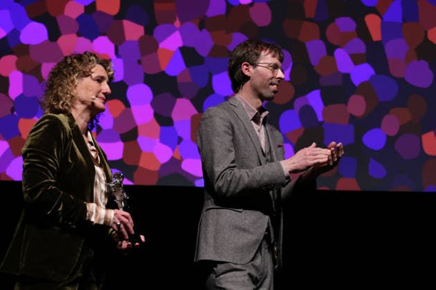 February 18, 2026, Berlin, Germany: Berlinale director Tricia Tuttle (L) attends the Berlinale Camera award ceremony honoring Max Richter during the 76th Berlin International Film Festival (Berlinale), Europe s first major film festival of the year, at Haus Der Berliner Festspiele in Berlin. Berlin Germany  - ZUMAf146 20260218_zip_f146_017 Copyright: xRouzbehxFouladix