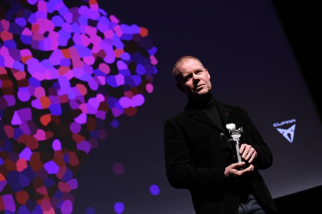 February 18, 2026, Berlin, Germany: Award winner Max Richter, composer, holds the trophy during the Berlinale Camera award ceremony honoring Max Richter during the 76th Berlin International Film Festival (Berlinale), Europe s first major film festival of the year, at Haus Der Berliner Festspiele in Berlin. Berlin Germany  - ZUMAf146 20260218_zip_f146_023 Copyright: xRouzbehxFouladix