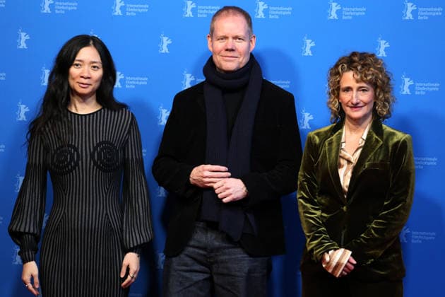February 18, 2026, Berlin, Germany: (L-R) Chinese director Chloe Zhao, British composer Max Richter, and Berlinale director Tricia Tuttle attend the Berlinale Camera award ceremony honoring Max Richter during the 76th Berlin International Film Festival (Berlinale), Europe s first major film festival of the year, at Haus Der Berliner Festspiele in Berlin. Berlin Germany - ZUMAf146 20260218_zip_f146_006 Copyright: xRouzbehxFouladix