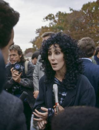 Cher At Homeless Protest On Captiol Hill Nov. 7, 1988 - Washington, District of Columbia, U.S - Cher during a demonstration at the Capitol to protest the lack of affordable housing across the country. Cher, who participated in part of the four-mile walk from the Capital City Inn, told other marchers ,that she was there to ask government officials to take the problems of the homeless more seriously. We all deserve the same respect regardless of who we are, the Oscar-winning actress said during the peaceful demonstration. I know it s a novel idea, but I think that the government should have some sort of leadership about making a place for people to eat and sleep comfortably in this country. Copyright: xMarkxReinsteinx