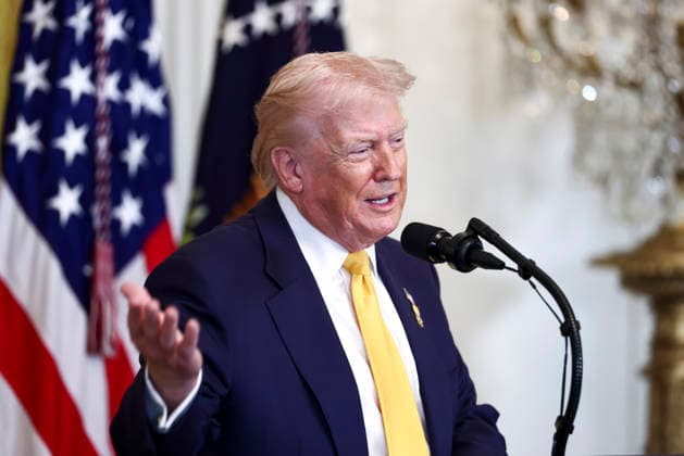 President Donald Trump speaks at a reception for Black History Month in the East Room of the White House in Washington, DC on Wednesday, February 18, 2026. The event comes less than two weeks after President Trump s Truth Social account shared a racist video of former President Barack Obama and former First Lady Michelle Obama.  WASP20260218107 JIMxLOxSCALZO