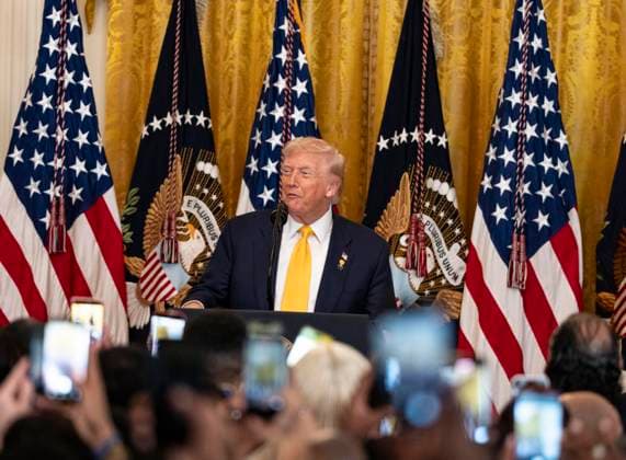 February 18, 2026, Washington, District Of Columbia, USA: United States President Donald J Trump participates in a Black History Month Reception in the East Room of the White House in Washington, DC, USA, on Wednesday, February 18, 2026 Washington USA - ZUMAs152 20260218_faa_s152_044 Copyright: xAndrewxThomasx