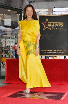 Actress Michelle Yeoh stands on her star during an unveiling ceremony honoring her with the 2,836th star on the Hollywood Walk of Fame in Los Angeles on Wednesday, February 18, 2026.  LAP2026021810 JIMxRUYMEN