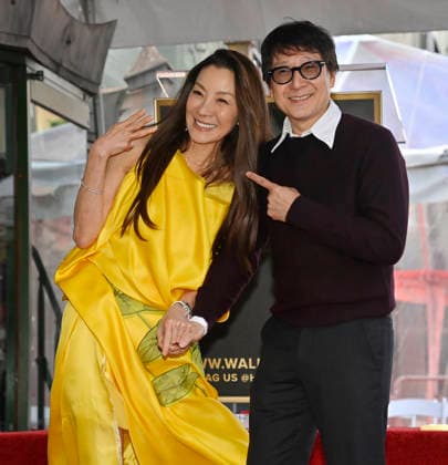 Actress Michelle Yeoh is joined by actor Ke Huy Quan during an unveiling ceremony honoring her with the 2,836th star on the Hollywood Walk of Fame in Los Angeles on Wednesday, February 18, 2026.  LAP2026021814 JIMxRUYMEN
