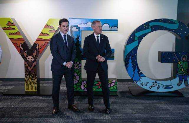 February 18, 2026, Edmonton, Ab, CANADA: Prime Minister Mark Carney and MP Matt Jeneroux meet in Edmonton after Jeneroux crossed the floor to the Liberals on Wednesday, Feb. 18, 2026. Edmonton CANADA  - ZUMAc35_ 20260218_zaf_c35_247 Copyright: xJasonxFransonx