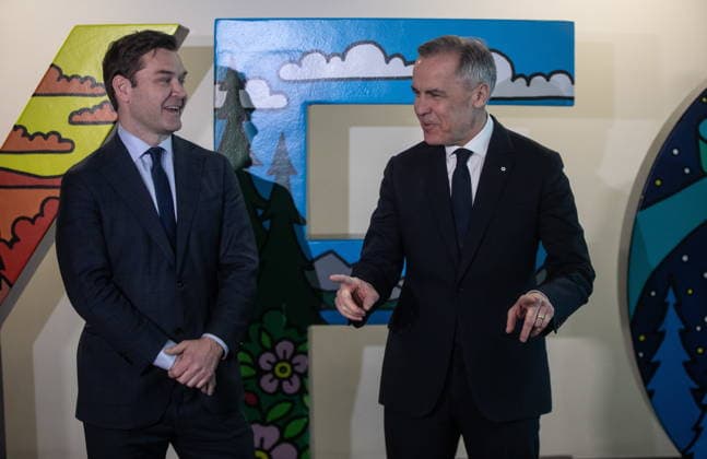 February 18, 2026, Edmonton, Ab, CANADA: Prime Minister Mark Carney and MP Matt Jeneroux meet in Edmonton after Jeneroux crossed the floor to the Liberals on Wednesday, Feb. 18, 2026. Edmonton CANADA  - ZUMAc35_ 20260218_zaf_c35_248 Copyright: xJasonxFransonx