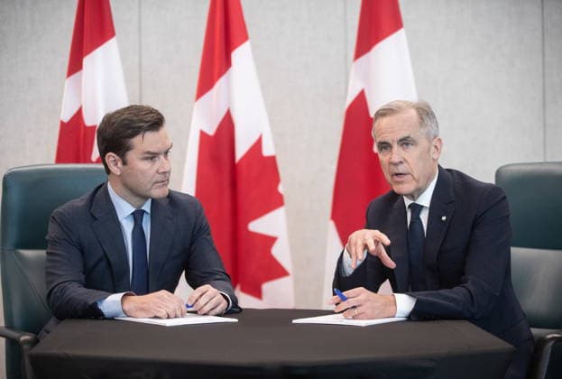 February 18, 2026, Edmonton, Ab, CANADA: Prime Minister Mark Carney and MP Matt Jeneroux meet in Edmonton after Jeneroux crossed the floor to the Liberals on Wednesday, Feb. 18, 2026. Edmonton CANADA  - ZUMAc35_ 20260218_zaf_c35_253 Copyright: xJasonxFransonx