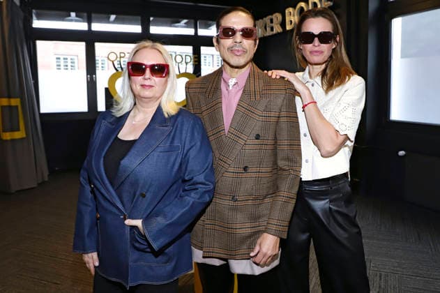 Sybille Bode, Jorge Gonzalez und Susanne Böhm beim Presse-Brunch anlässlich des Verkaufsstarts der exklusiven Brillen-Kollektion von Jorge Gonzalez im Optiker Bode Backyard. Hamburg, 19.02.2026