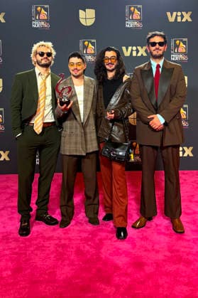 Colombian music band Morat members pose with an awards at tthe red carpet of Lo Nuestro Awards (focus in the Latin music) gala held in Miami, Florida, USA on 19 February 2026. Red carpet of Lo Nuestro Awards (focus in the Latin music) gala !ACHTUNG: NUR REDAKTIONELLE NUTZUNG!  Copyright: xAliciaxCivitax USA8610 20260220-55019458893_1