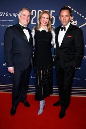 Spencer Chaplin, Kiera Chaplin und Stefan Kiwit beim 99Fire Films Award während der Berlinale 2026 in der Astor Film Lounge. Berlin, 19.02.2026