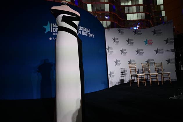 First Lady of US Melania Trump’s 2025 inaugural ball gown event WASHINGTON, UNITED STATES - FEBRUARY 20: A view of strapless black-and-white gown, designed by first Lady of the US Melania Trump’s fashion designer and stylist Herve Pierre, at the Smithsonian National Museum of American History in Washington, D.C., US on February 20, 2026. The strapless black-and-white gown was designed by her longtime fashion designer and stylist, Herve Pierre, who is seen sketching it for the first lady and fitting her in it in Melania, her recently released documentary. Kyle Mazza Anadolu Washington United States. Editorial use only. Please get in touch for any other usage.  Copyright: x2026xAnadoluxKylexMazzax