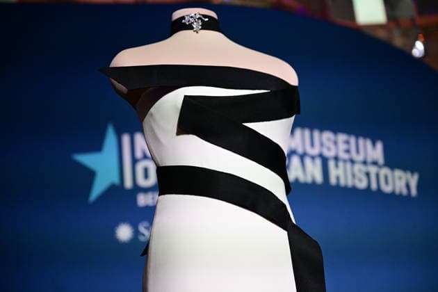 First Lady of US Melania Trump’s 2025 inaugural ball gown event WASHINGTON, UNITED STATES - FEBRUARY 20: A view of strapless black-and-white gown, designed by first Lady of the US Melania Trump’s fashion designer and stylist Herve Pierre, at the Smithsonian National Museum of American History in Washington, D.C., US on February 20, 2026. The strapless black-and-white gown was designed by her longtime fashion designer and stylist, Herve Pierre, who is seen sketching it for the first lady and fitting her in it in Melania, her recently released documentary. Kyle Mazza Anadolu Washington United States. Editorial use only. Please get in touch for any other usage.  Copyright: x2026xAnadoluxKylexMazzax