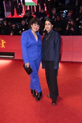 Sara Fazilat and Banafshe Hourmazdi attend the Award Ceremony Red Carpet of the 76th Berlinale International Film Festival Berlin at Berlinale Palast on February 21, 2026 in Berlin, Germany Award Ceremony Red Carpet of the 76th Berlinale International Film Festival Berlin in Berlin, Germany