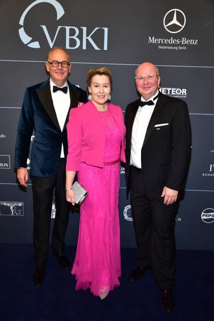 74. Ball des VBKI Berlin 2026 harald Christ, neujer VbKi Präsident, fRanziska Giffgey, SPD, Markus Voigt, VBKI Präsident . beim 74. Ball rollt der Verein Berliner Kaufleute und Industrieller (VBKI) im Hotel Intercontionental in Berlin am 21.02.2026