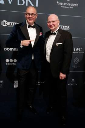 21.02.2026, Harald Christ, designierter VBKI-Praesident, und Markus Voigt, scheidender VBKI-Praesident, , beim 74. VBKI-Ball in Berlin, Hotel Intercontinental, Ball der Wirtschaft,